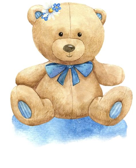 Oso De Peluche Baby Shower Ilustraci N Acuarela Vivero Mam Juguete