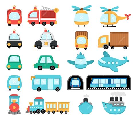 Premium Vector Vector Transportation Set With Front And Side View