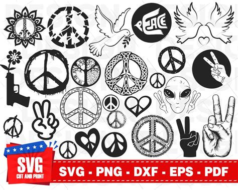 25 Peace Sign Svg Peace Svg Bundle Hippie Svg Love Peace - Etsy