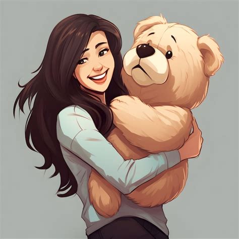 Premium Photo Cute Cartoon Girl Hugging With Teddy Bear Hug Day