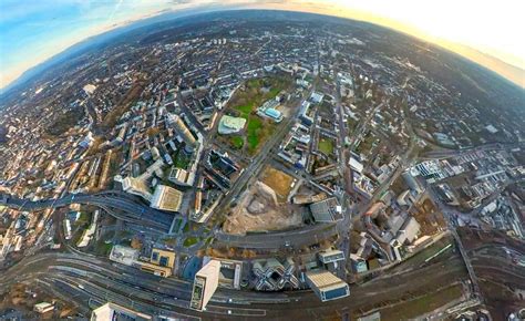 Luftaufnahme Essen Fish Eye Perspektive im Stadtteil Südviertel in