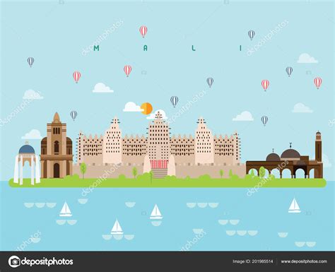 Mali Famous Landmarks Infographic Templates Traveling Minimal Style ...