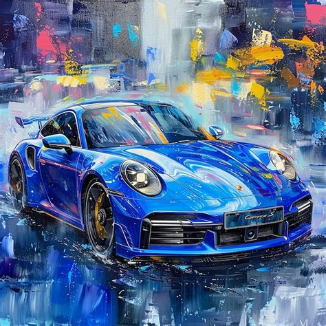 Premium Photo Modern Abstract Acrylic Painting Of Porsche 911 Turbo S