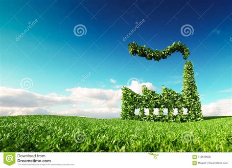 Eco Friendly Industry Concept D Rendering Of Green Factory Icon On