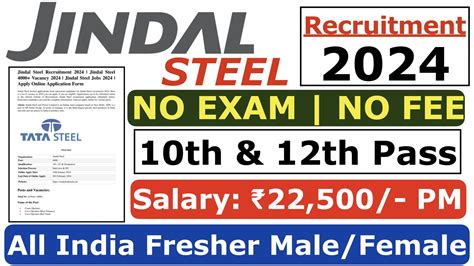 Jindal Steel Recruitment 2024 Various Post Apply Online Study For