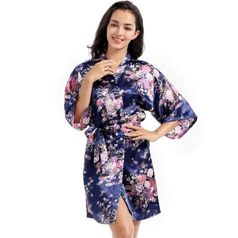 2020 Verão Cetim Robe Feminino Sleepwear Floral De Seda Robe Feminino