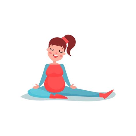 Premium Vector Young Pregnant Woman Character Doing Stretching