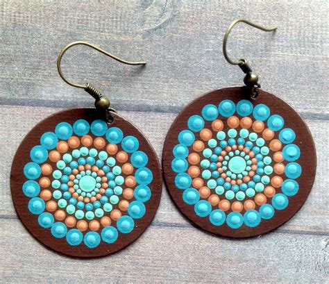 Mandala Earring Mandala Painting Dot Mandala Meditation Aboriginal