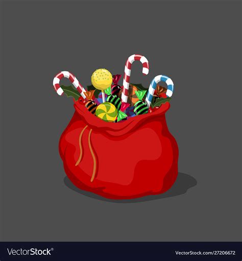 Christmas Bag With Candies Santas Bagful Vector Image