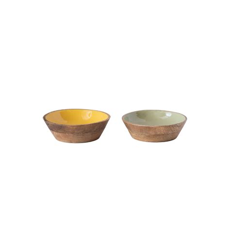 Enameled Mango Wood Bowl 2 Colors