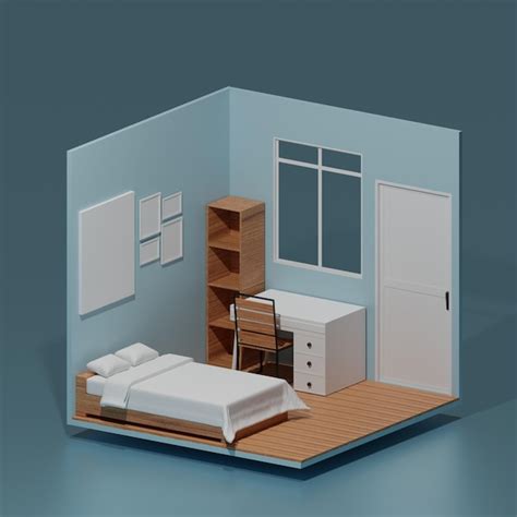 Premium Photo Isometric Bedroom 3d Render