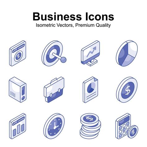 Grab This Carefully Crafted Business Isometric Icons Set In Trendy