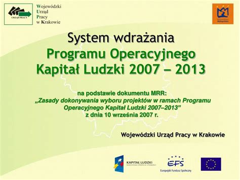 Ppt System Wdra Ania Programu Operacyjnego Kapita Ludzki