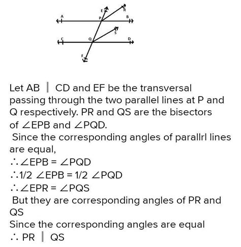 A Transversal Intersects Two Parallel Lines Prove That The Bisectors