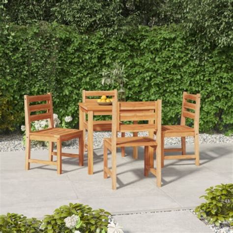 VidaXL 5 Piece Patio Dining Set Solid Wood Teak 31 5 X31 5 X30 3