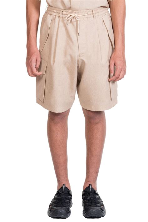 Lownn Beige Printed Wool Cargo Shorts Ujng