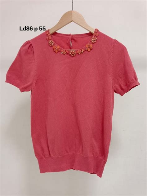 Atasan Blouse Knit Rajut Korean Look Pink Lucu S Fesyen Wanita