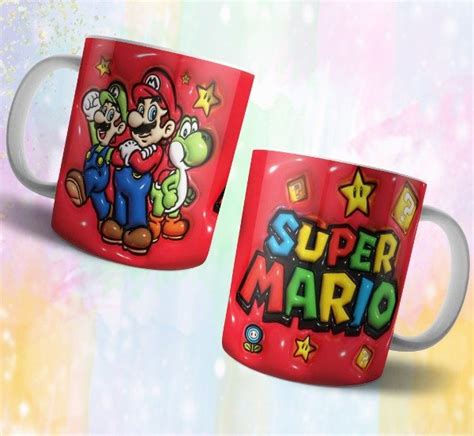 Plantillas Efecto Inflado Para Sublimar Tazas Infantiles Mario Bross