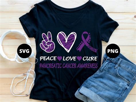 Pancreatic Cancer Awareness Svg Png Peace Love Cure Svg Cricut