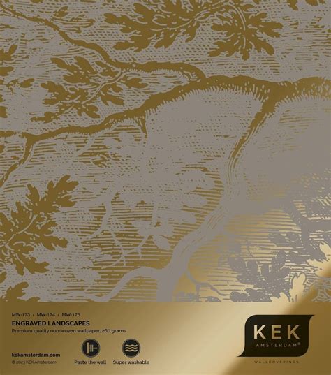 KEK Amsterdam Gold Papier peint paysages gravés gris MW 175 400x280cm