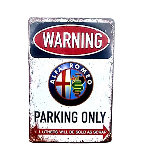 Alfa Romeo Parking Only Vintage Style Metal Bar Sign For Bar Wall