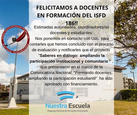 Felicitaciones por parte del Programa Nacional de Formación Permanente