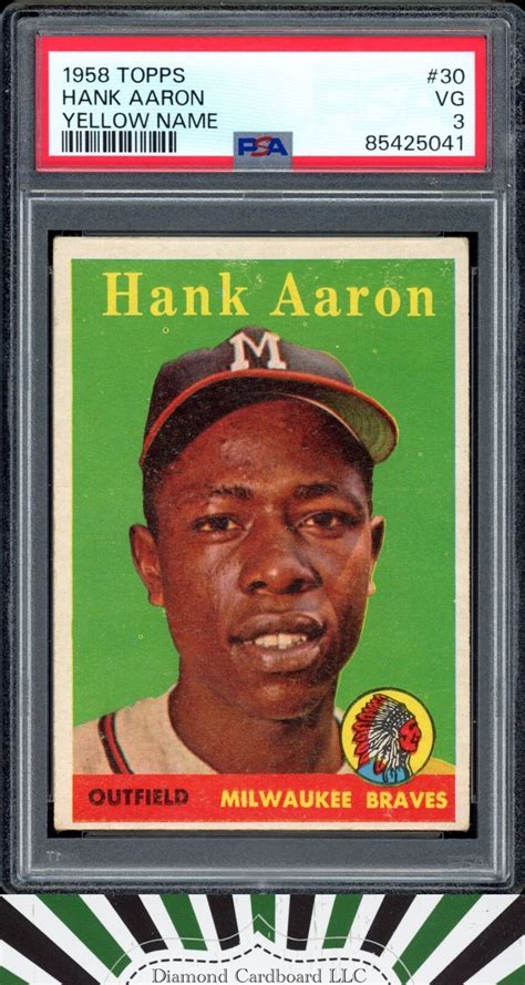 Topps Hank Aaron Psa Vg Name In Yellow Letters Ebay