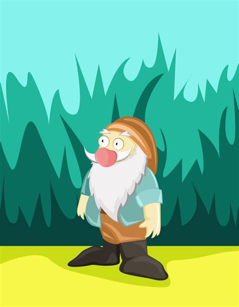 Cute Dwarf In Bush Vector Free Download