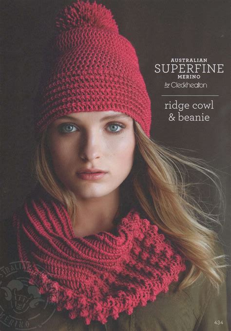 Cleckheaton Ridge Cowl And Beanie In Superfine Merino 8 Ply Knitting Pattern 434