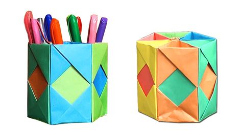 Amazing Origami Pen Holder How To Make Paper Pen Stand Youtube