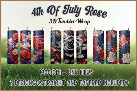 Th Of July Rose Tumbler Wrap By Zemira Thehungryjpeg