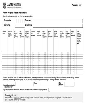 Fillable Online Cie Org Centre Delegated Access Arrangements Fax Email