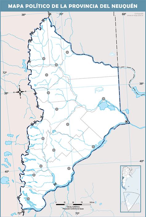 Blank political map of the Province of Neuquén Gifex