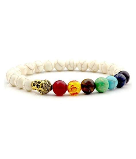 8mm White Howlite 7 Chakra With Buddha Natural Agate Stone Bracelet