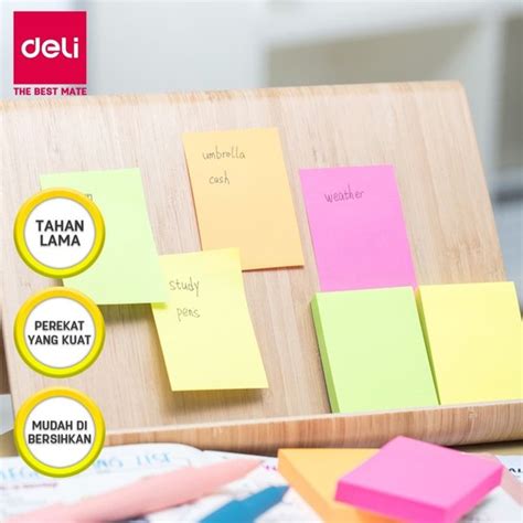 Jual Sticky Notes Stick Up Deli NEON 76x51mm 3 X2 100 Sheet