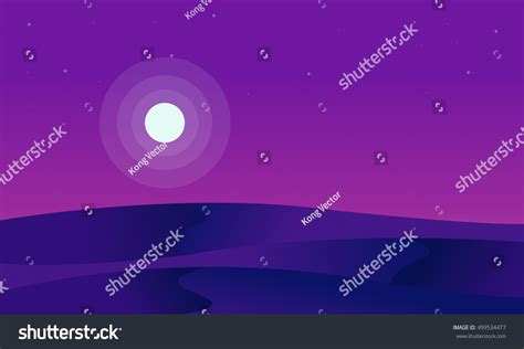 Silhouette Desert Full Moon Landscape Illustration Stock Vector