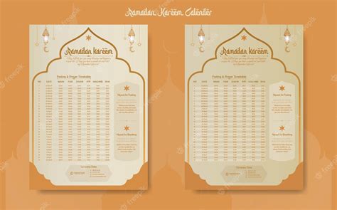 Premium Vector Ramadan Time Calendar 2023 With Prayer Times In