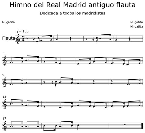 Himno Del Real Madrid Antiguo Flauta Sheet Music For Flute