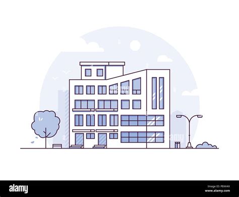 Cityscape Modern Thin Line Design Style Vector Illustration Stock