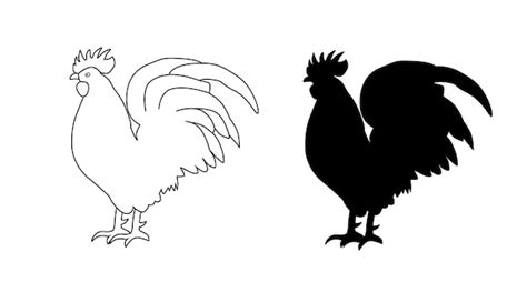 Coq Silhouette Coq Dessin Au Trait Illustration Vectorielle L Ment