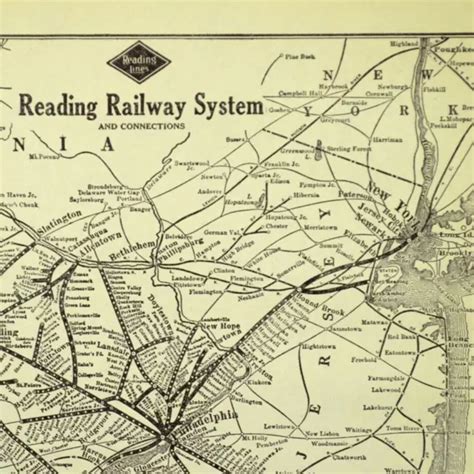 Vintage Reading Railroad Map Railway Company System Lines Original