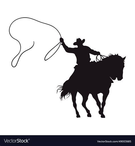 Cowboy silhouette in horse riding Royalty Free Vector Image