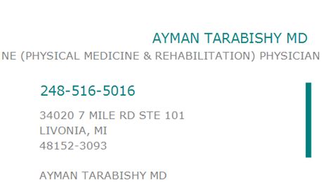 1568751550 NPI Number AYMAN TARABISHY MD LIVONIA MI NPI Registry