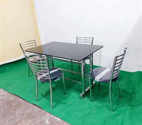 Bowzar Jali Stainless Steel Table Restaurant Dining Table Set Seater