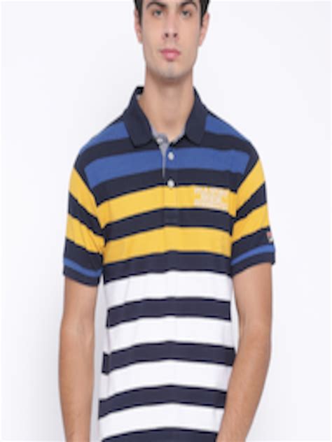 Buy FILA Men White Striped Polo Collar Pure Cotton T Shirt - Tshirts for Men 1426924 | Myntra