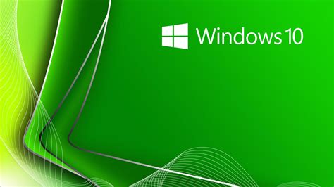 Windows 10 Logo In White Wavy Lines Green Background HD Windows 10 ...