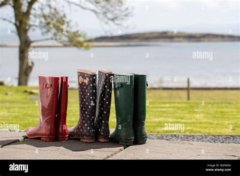 Colourful Wellies In A Seside Location Stock Photo Alamy