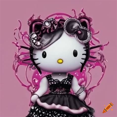 Gothic Style Hello Kitty Illustration On Craiyon