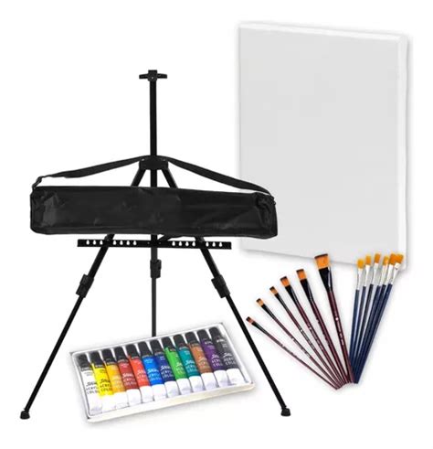 Kit Artistico Mas Oleo Pinceles Atril Bastidor Env O Gratis