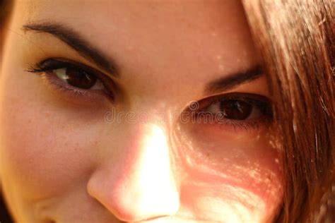 Beautiful Female Brown Eyes Close Up Photo Stock Image Image Of Girl